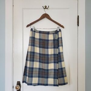 Aljean 100% Pure Virgin Wool Pleated Plaid Skirt – Approx Size M Petite - Teal